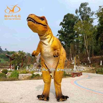 Un buon prezzo. Costume da dinosauro giallo reale 3-4m, telaio in acciaio, gomma siliconica in linea