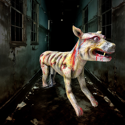 Good price Pneumatic Control Haunted Mansion Props Wolf Dog Prop Animal Model Horror Atmosphere online
